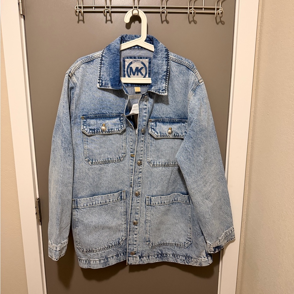 NWT Oversized Michael Kors Light Blue Denim Trucker Jacket